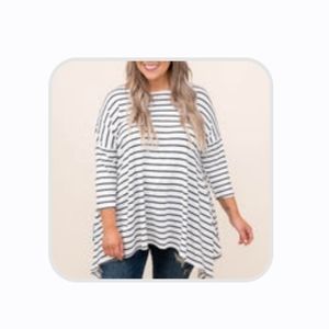 Chic soul black and white Striped tunic - xl - never worn